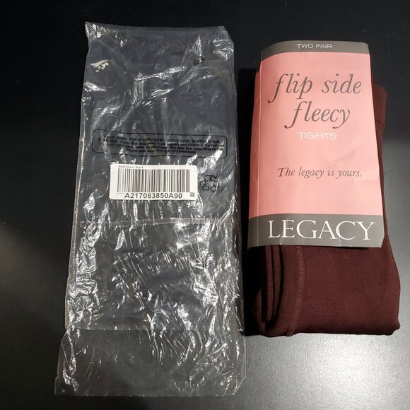 Legacy Footed Fleecy Tights, 2 Pack, Black and Raisin, Size B, NWOT - Picture 2 of 8